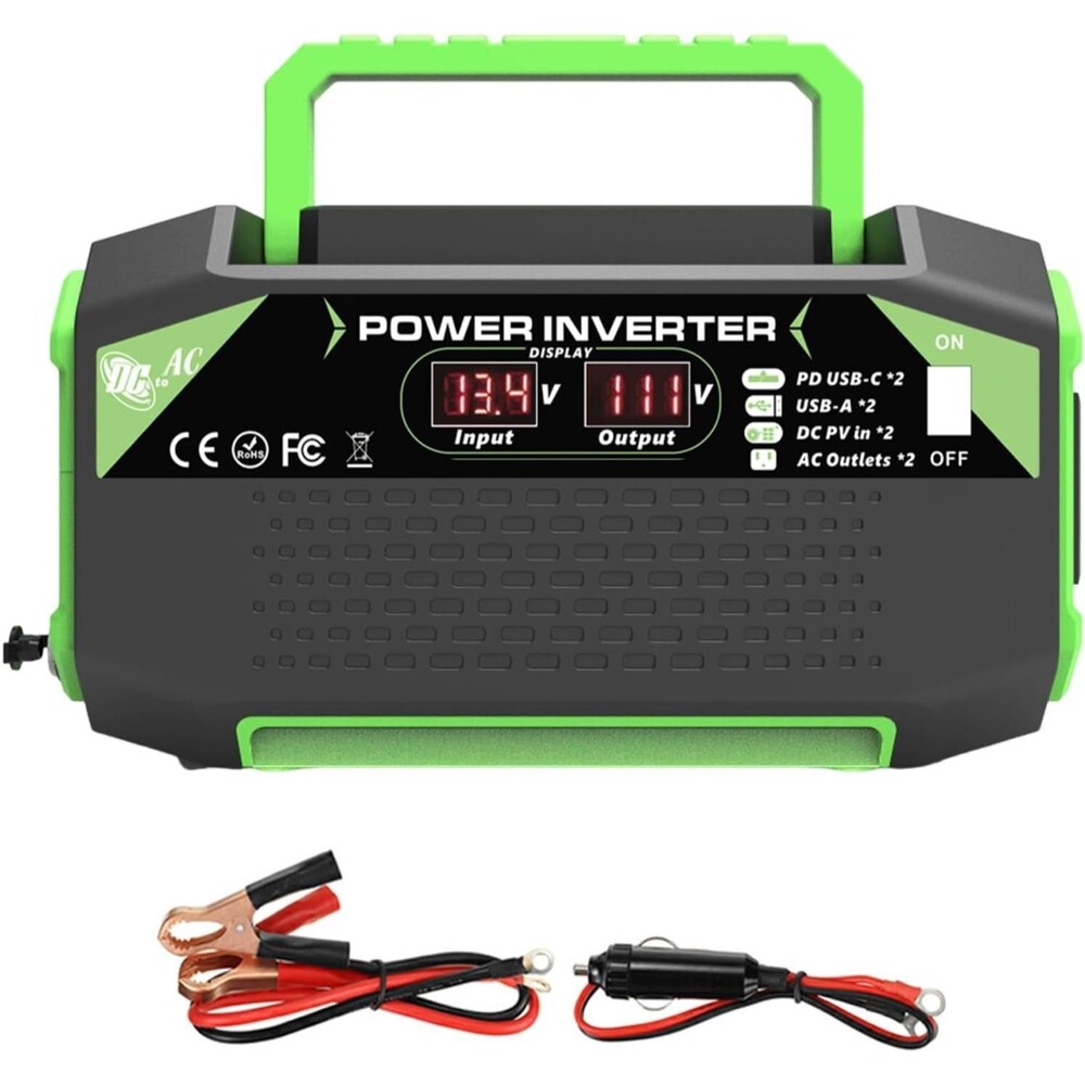 12V to 220V/110V Inverter 300W Car Voltage 2 Outlet 4 USB Digital Display Fast